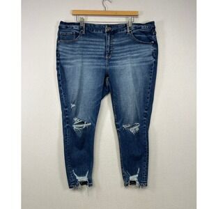 Distressed BKE Womens‎ 38 Blue Payton Mid-Rise Ankle Skinny Ripped Jeans